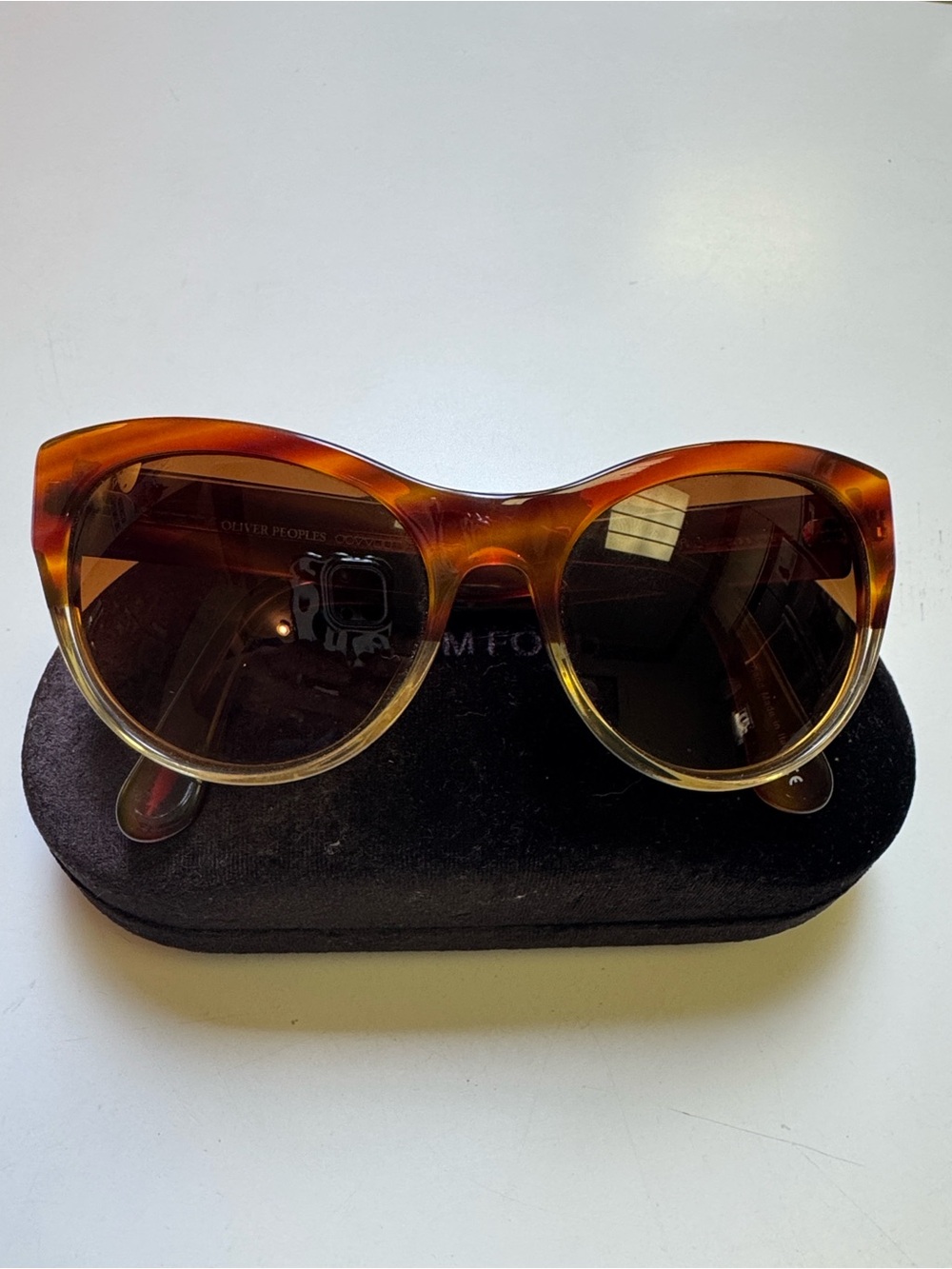 Oliver Peoples “Mande” vintage horn tortoise rim sunglasses